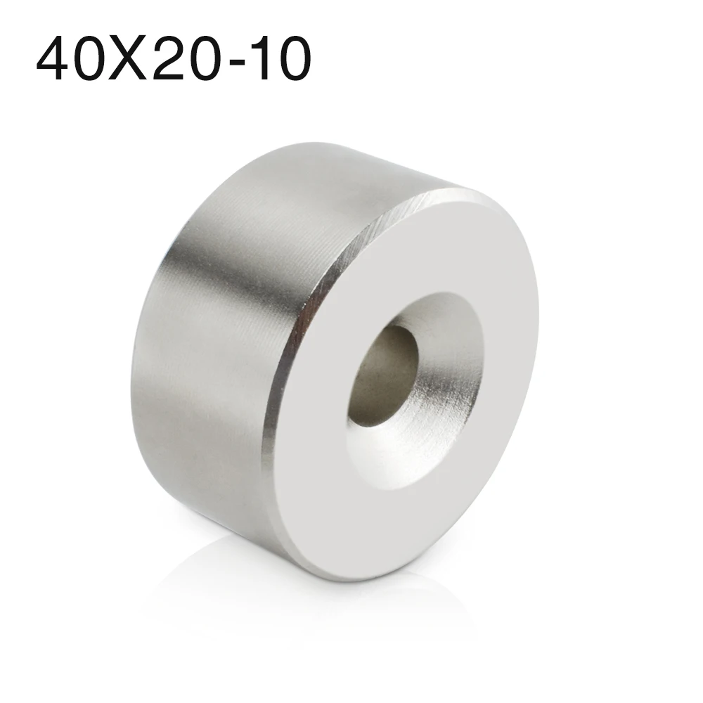 Rare Earth Neodymium Magnet 40x20-10mm Super Strong Round Magnet with hole 10mm Permanent magnetic Craft Art Connection