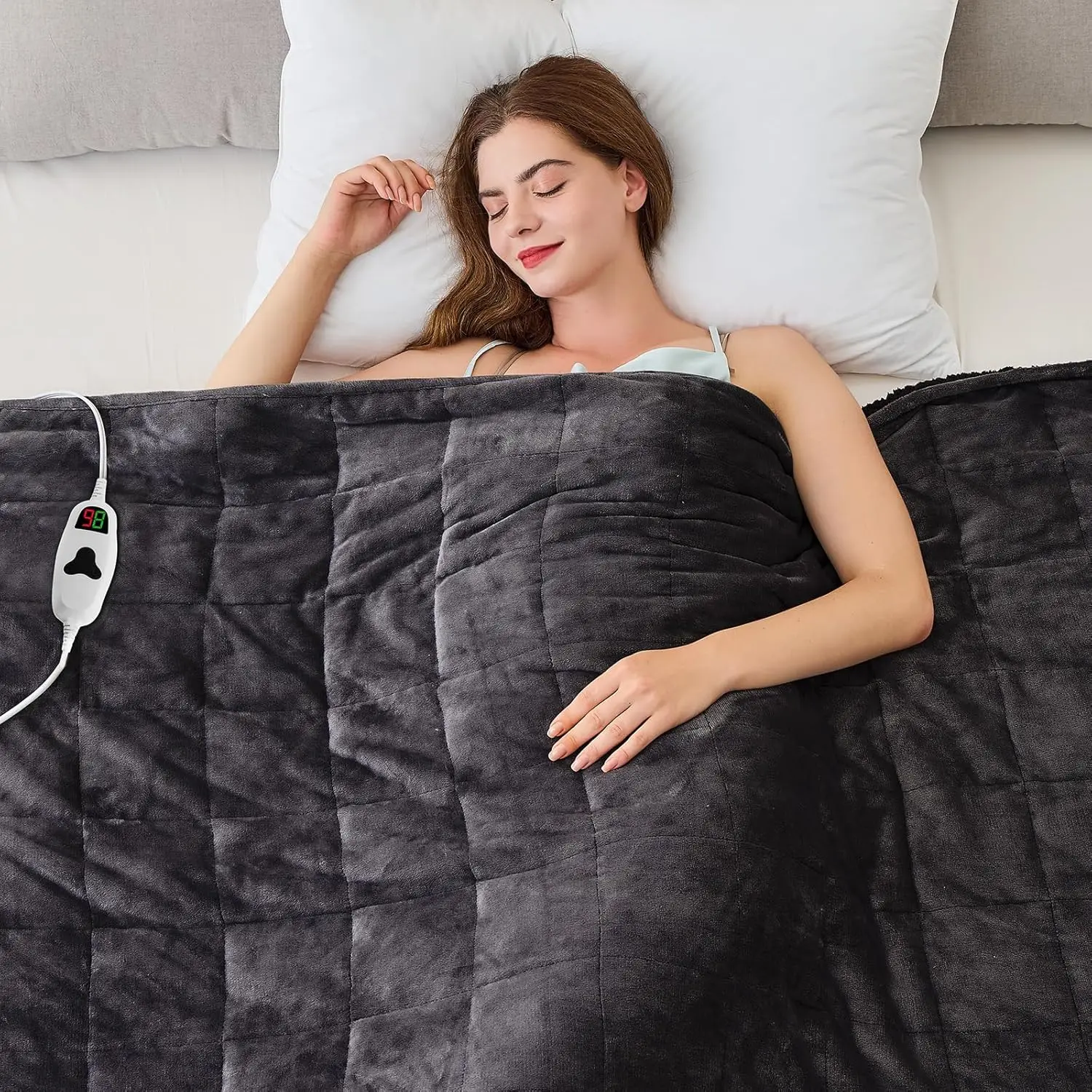 

Heated Weighted Blanket for Adults, 50" x 60", 13lbs Sherpa Fleece with 10 Heat Levels & Auto Off, Dark Grey