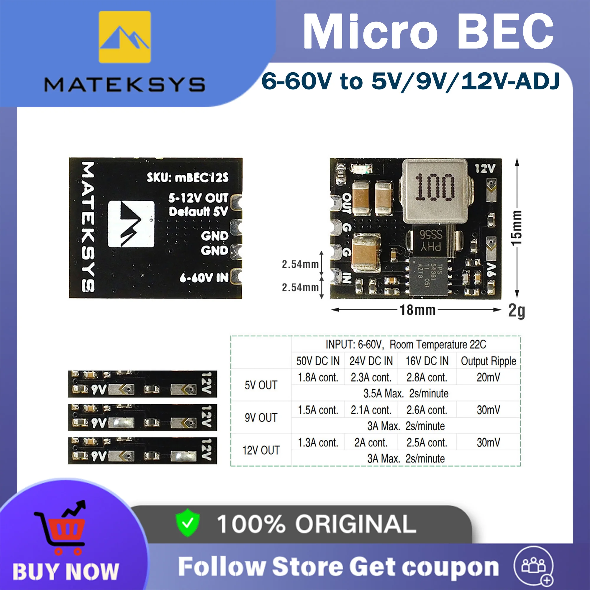 

MATEK MICRO BEC 7-21 В/6-60 В до 5 В/9 В/12 В-ADJ Регулируемое напряжение двойной плата распределения питания с BEC понижающий модуль для радиоуправляемой модели FPV