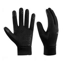 Men Women Winter Warm Gloves Plush Lined Windproof Coldproof Water-resistant Non-slip Touchscreen Gloves for Outdoor Sports