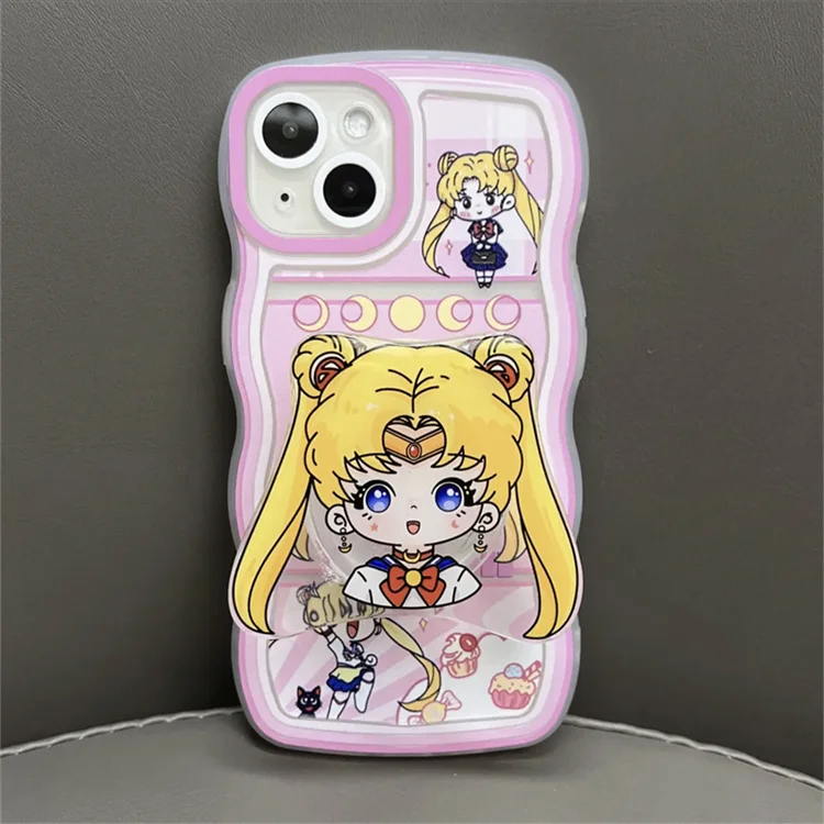 Anime Sailor Moons Bracket Silicone Curly Wave Case For Samsung Galaxy  S20 S20FE S21 S21FE S22 S23 S24 S8 S9 Ultra Plus 4G 5G