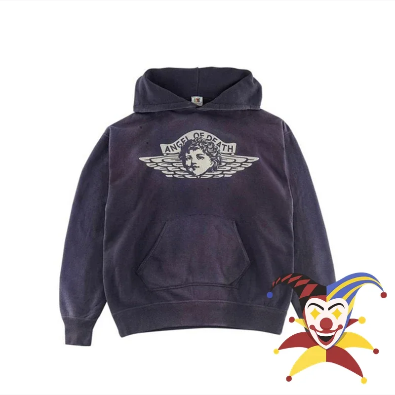 Washed Purple Saint ANGEL Hoodie Men Women Best Quality Destroy Hoodie Pullover