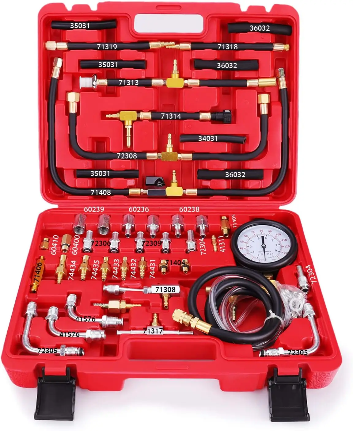 BETOOLL Pro Fuel Injection Pressure Tester Kit Gauge 0-140 PSI