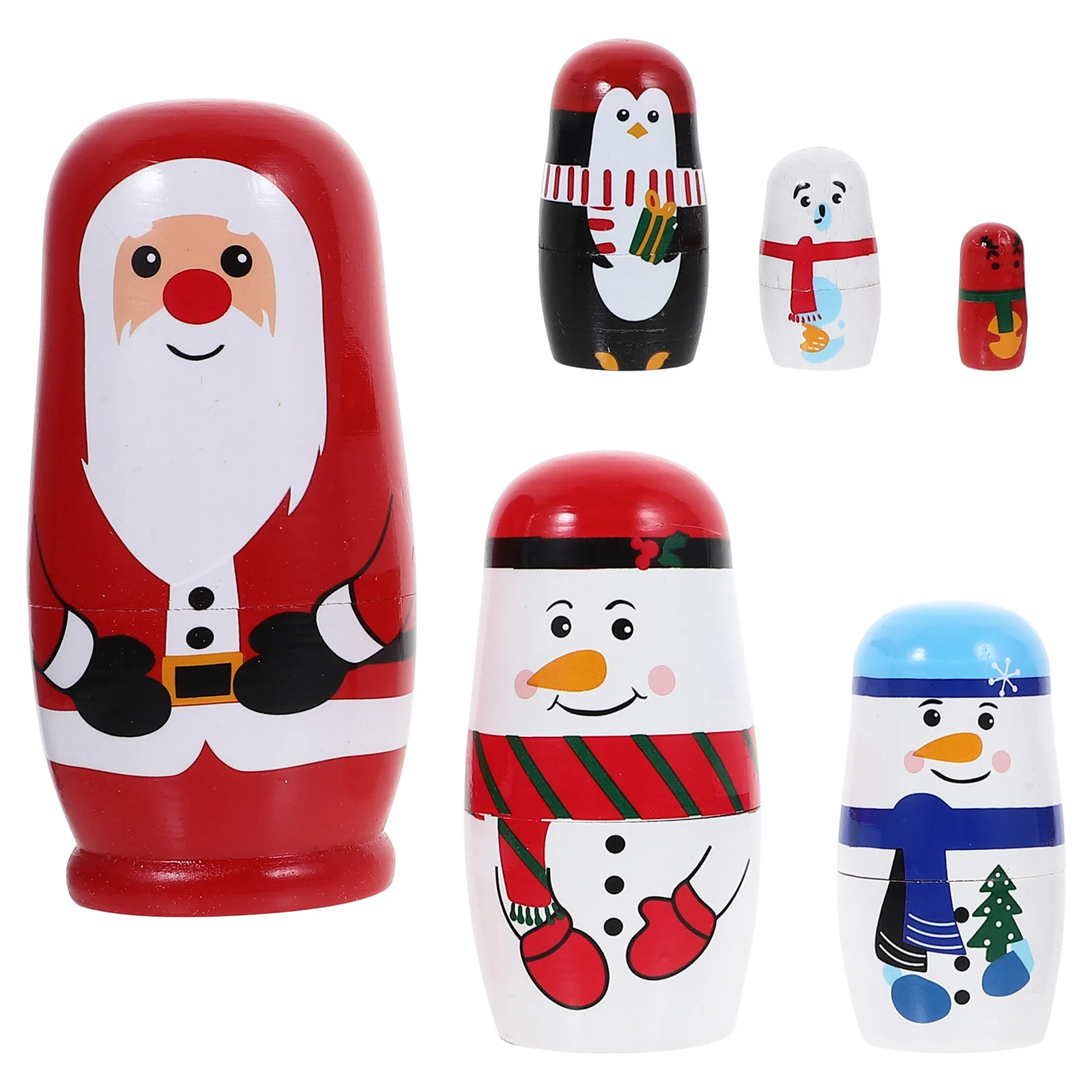 

Russian Dolls Christmas Animals Nesting Wood Stacking Decorative Desktop Adorns