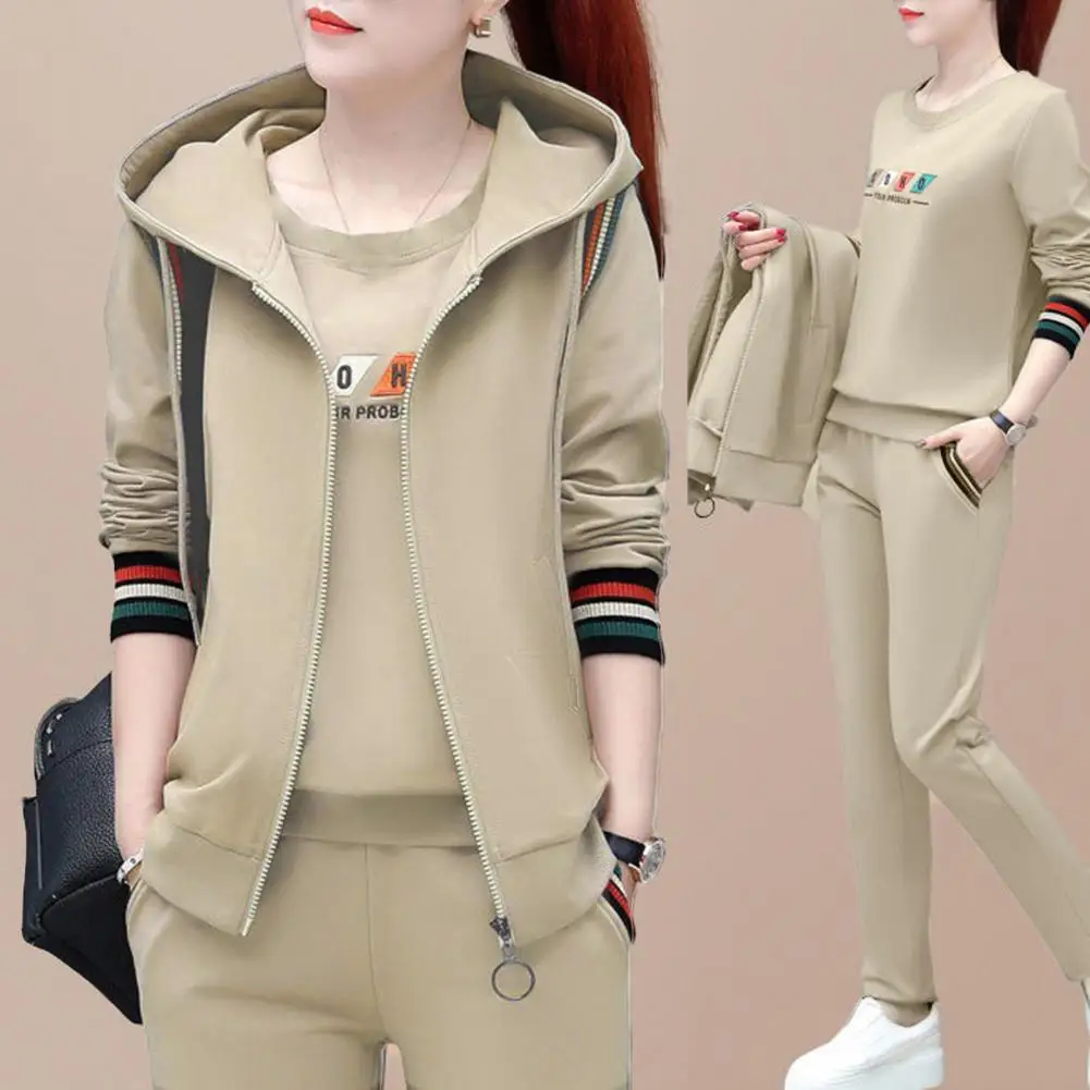 Women Sweatshirt Vest Pants 3 Pieces Set Autumn Tracksuit Sleeveless Coat Hooded Long Sleeve Tops+pants sudaderas con capucha