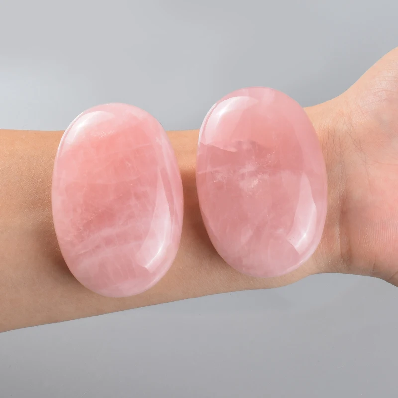 Wholesale Rose-Quartz Natural Energy Hot Massage Tools Chakra Palm Stone Relieve Stress Back Pain Health Care Beauty Health