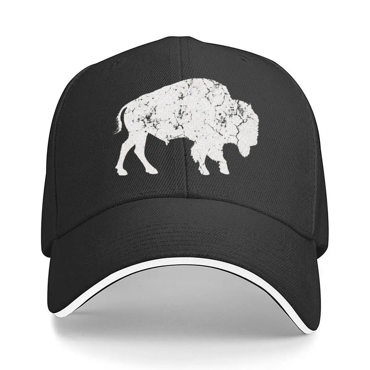 Buffalo Bison Animal Silhouette Wildlife Nature Hip Hop hat Fashion Outdoor Sports Sandwich Baseball Cap