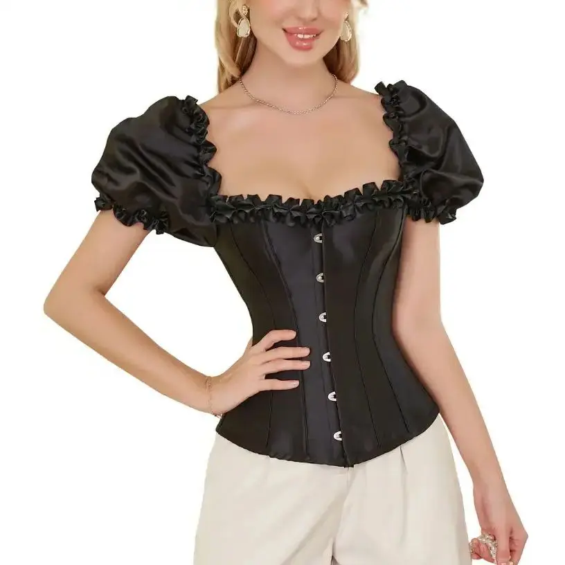 

Bubble Short Sleeves Corsets Tops Women S-6XL Corselet Gothic Clothes Boned Bodysuits Vest Shapewear Slim Bodyshaper Bustier Top