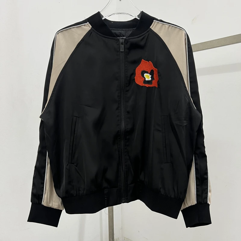 

Высококачественная вышитая шелковая приталенная куртка для мужчин и женщин, молодежная одежда со стойкой, четыре сезона, износостойкая для заброса...