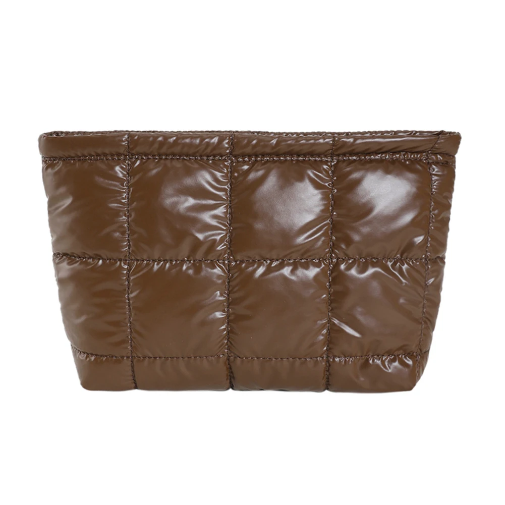 여성 메이크업 파우치 패딩 퀼트 메이크업 수납 가방 대용량 화장품 정리 가방 단색 푸퍼 핸드백 클러치