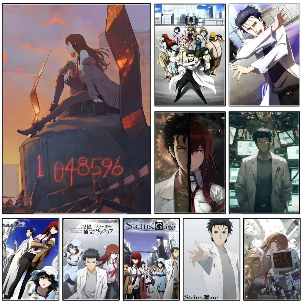 Sci Fi Anime S-Steins G-Gate Poster Self-adhesive Art Waterproof Paper Sticker Coffee House Bar Room Wall Decor
