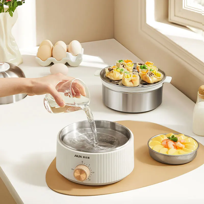 350W Electric Egg Cooker Timed Egg Boiler Breakfast Machine Automatic Steamer Egg Custard Steaming Cooker Food Warmer 2 Layers