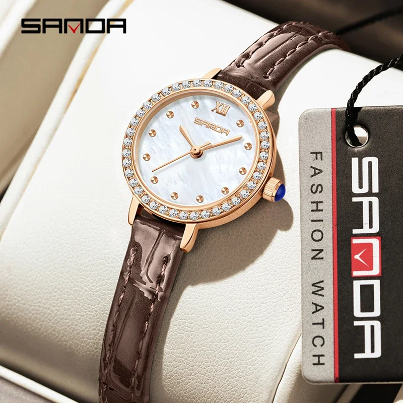 

SANDA модные водонепроницаемые дизайнерские компактные женские кварцевые часы из сплава с градуировкой в подарок оригинальные роскошные элегантные кварцевые женские часы