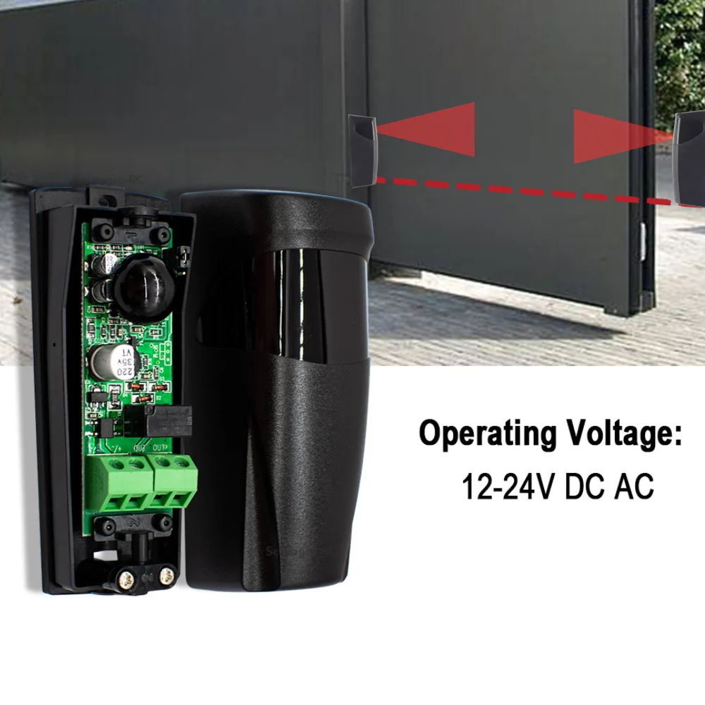 Waterproof IP55 Infrared Photocell Sensor Photo Eye Safety Beam AC DC 12V-24V for Garage Door Sliding Gate Opener Outdoor Use
