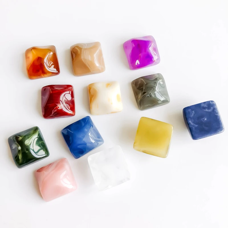 Square Spacer Cabochon Resin Plastic Flat Back Pendant Earring Charms Accessories Jewelry Making Sipplies Diy Craft 10pcs