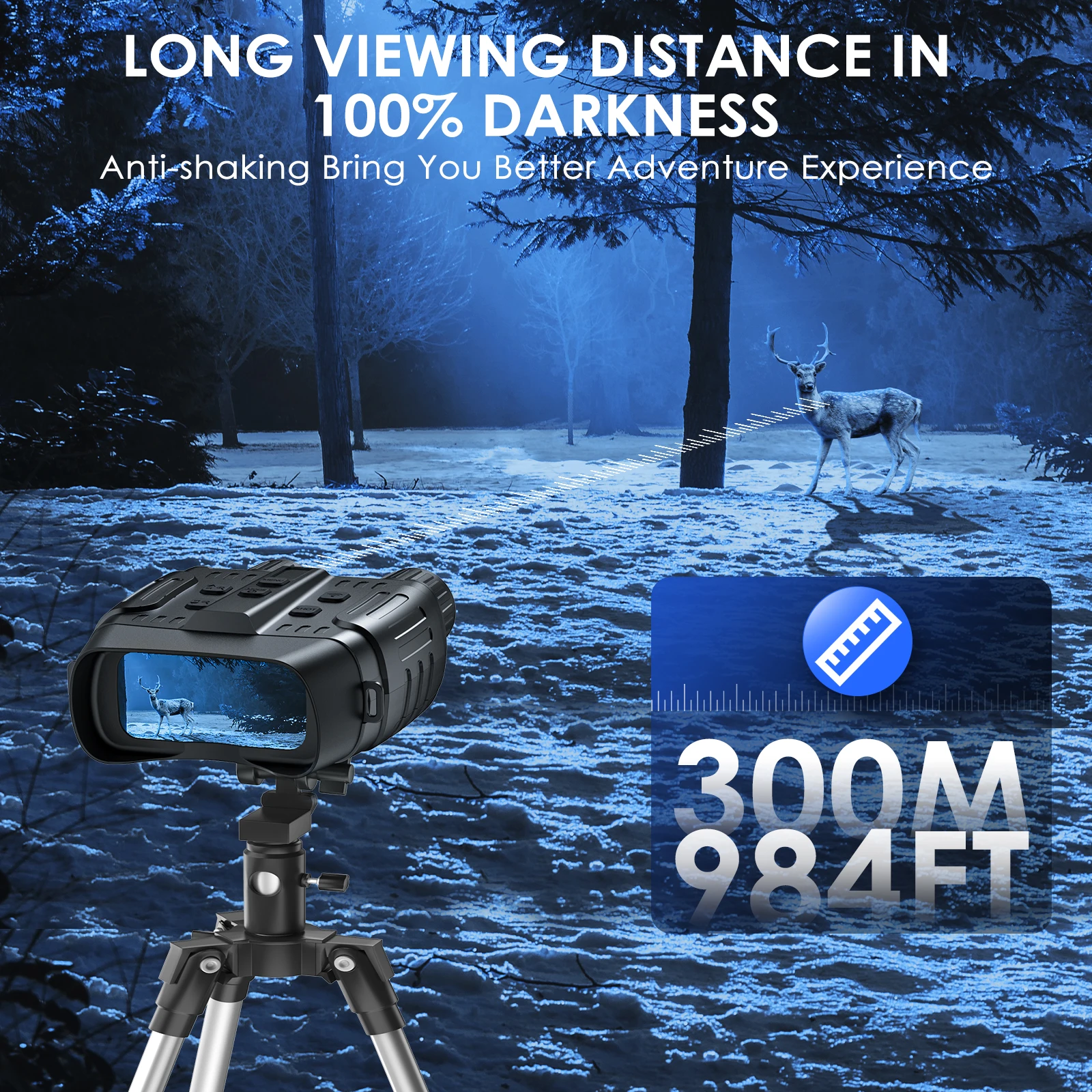 Binoculares de visión nocturna con Zoom Digital 4X, gafas infrarrojas de 7 niveles, telescopio con pantalla de 2,3 ", 300 metros para caza, Camping y navegación
