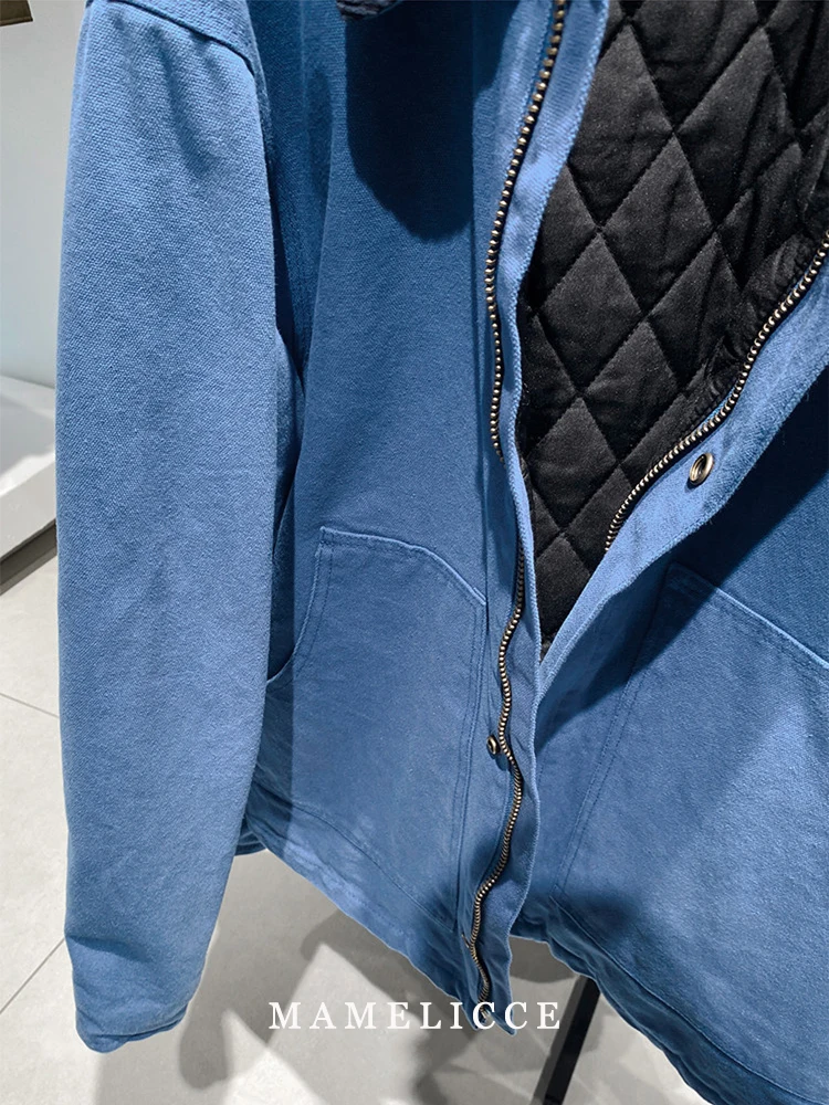 MAMELICCE Original design Vintage Clash color turn-down collar safari style Water-resistant cotton jacket Men's clothing tops