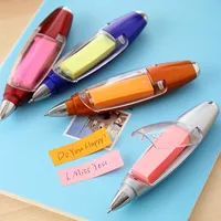 Multifunctional Halter Ballpoint Pen Sticky Note Light Strip Flashlight Stationery 3in1 with Colorful String School Supplies