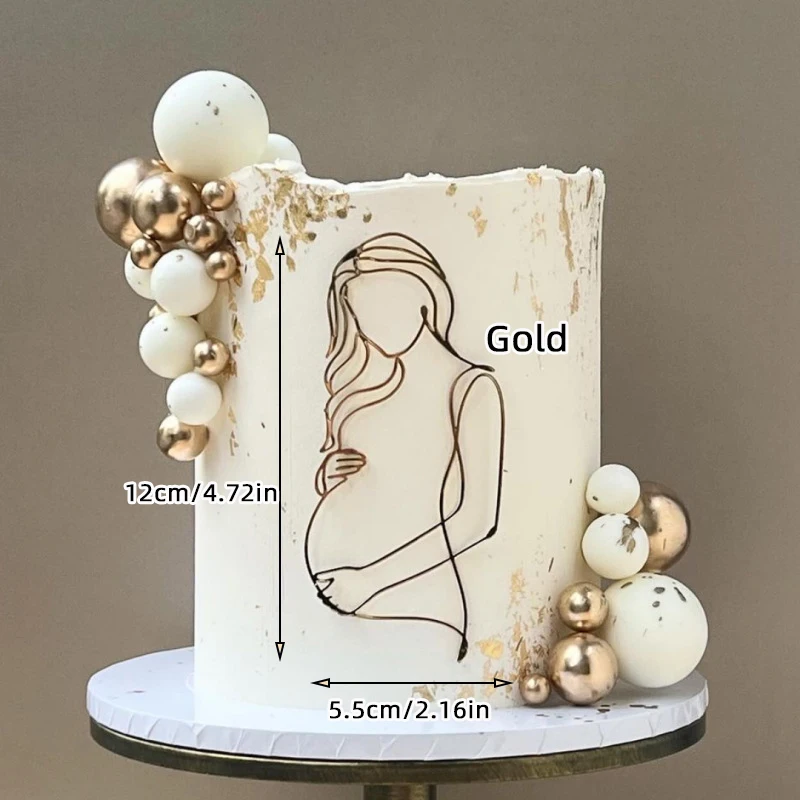 Acryl-Kuchenaufsatz „Mutter-in-Warteschlange“ – Elegante Kunst-Dekoration für schwangere Frauen, Geburtstag, Babyparty, Hochzeit, Kuchendeko-Set – Detail 11