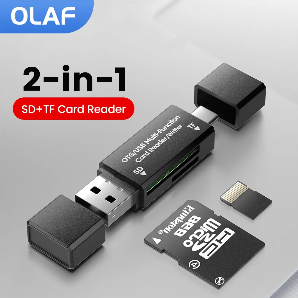 

2-in-1 Card Reader USB2.0 High Speed Read Micro SD TF Memory Card USB Flash Drive Cardreader Adapter for PC Laptop Accessories