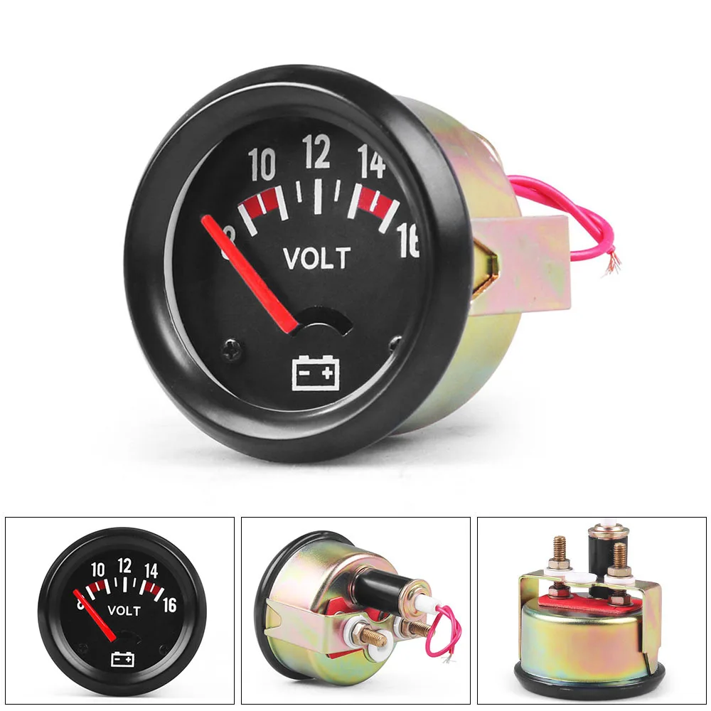 2'' 52mm Car Mechanical Voltmeter 8-16V Volt Gauge Meter Black Car Gauge Instrument TT102440