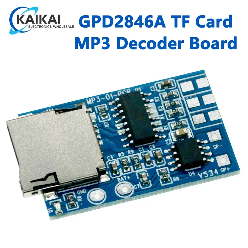 2PCS GPD2846A TF Card MP3 Decoder Board 2W Amplifier Module for Arduino GM Power Supply Module