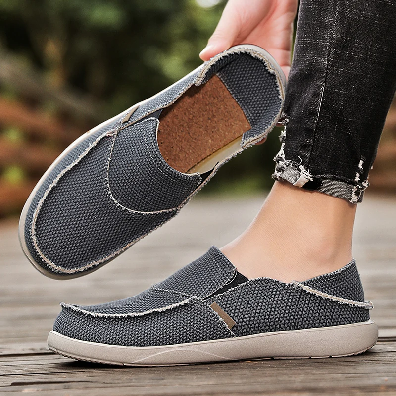 2024 Summer Men Canvas Shoes Espadrilles Breathable Casual Shoes Men Loafers Comfortable Ultralight Lazy Boat Shoes Big Size 47