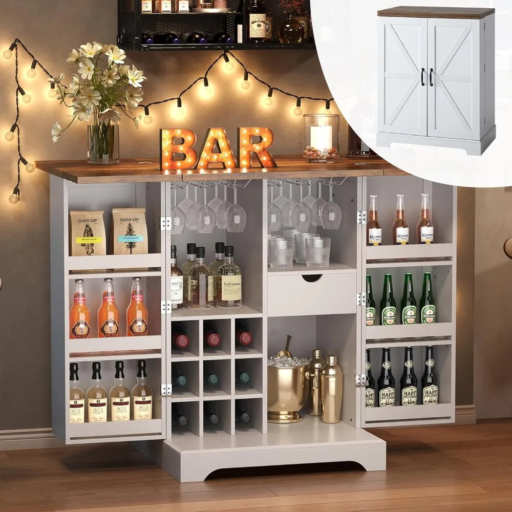 Farmhouse Expandable Wine Bar Cabinet,61