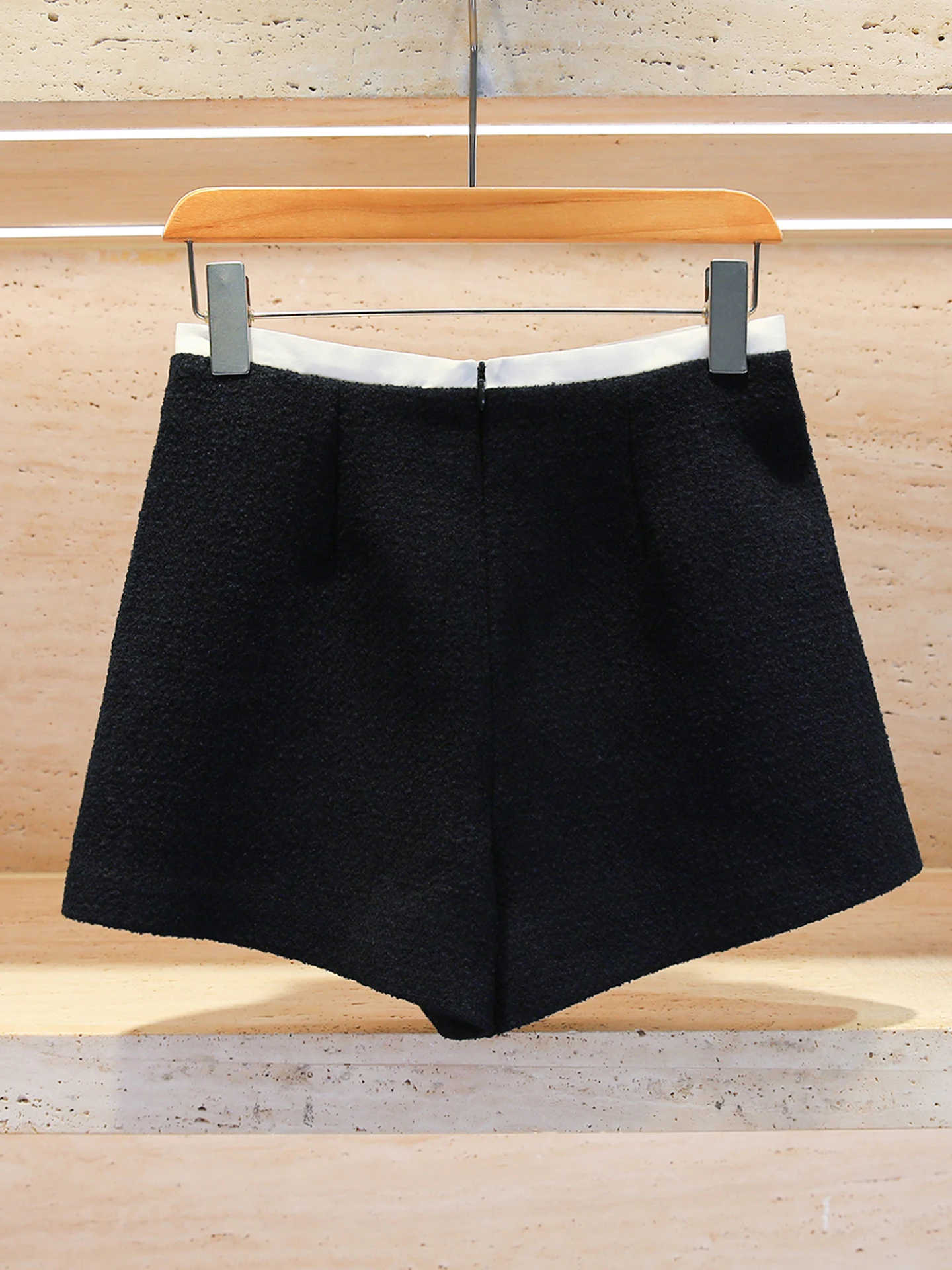 

High Waist ort Tweed Skirt Pants for Women Autumn Winter Faion French Sle Button Detail A-Line Skirt Stand Fit