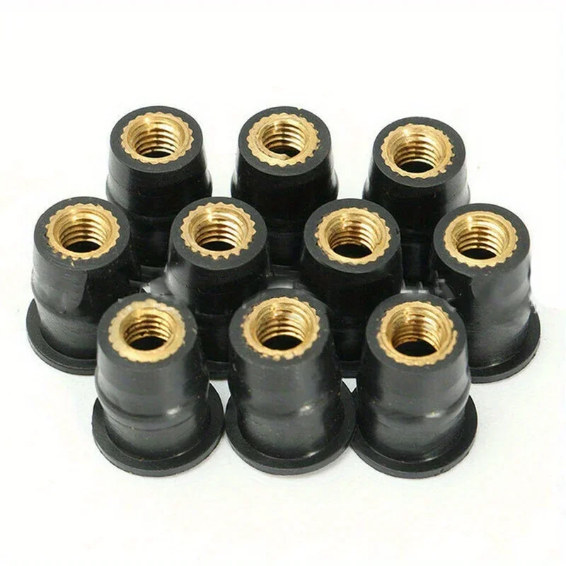 10pcs M4 / M5 / M6 motorcycle rubber well nutsaccessories fasteners Motorcycle decoration Modified windshield brass rubber nut