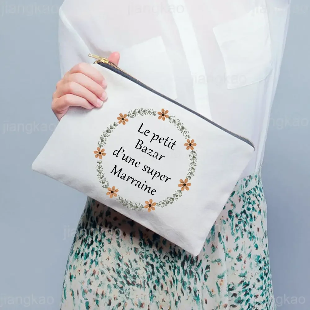 

French Printed Women Cosmetic Case Makeup Bags Travel Neceser Toiletries Organizer Female Wash Storage Pouch Gifts for Marraine