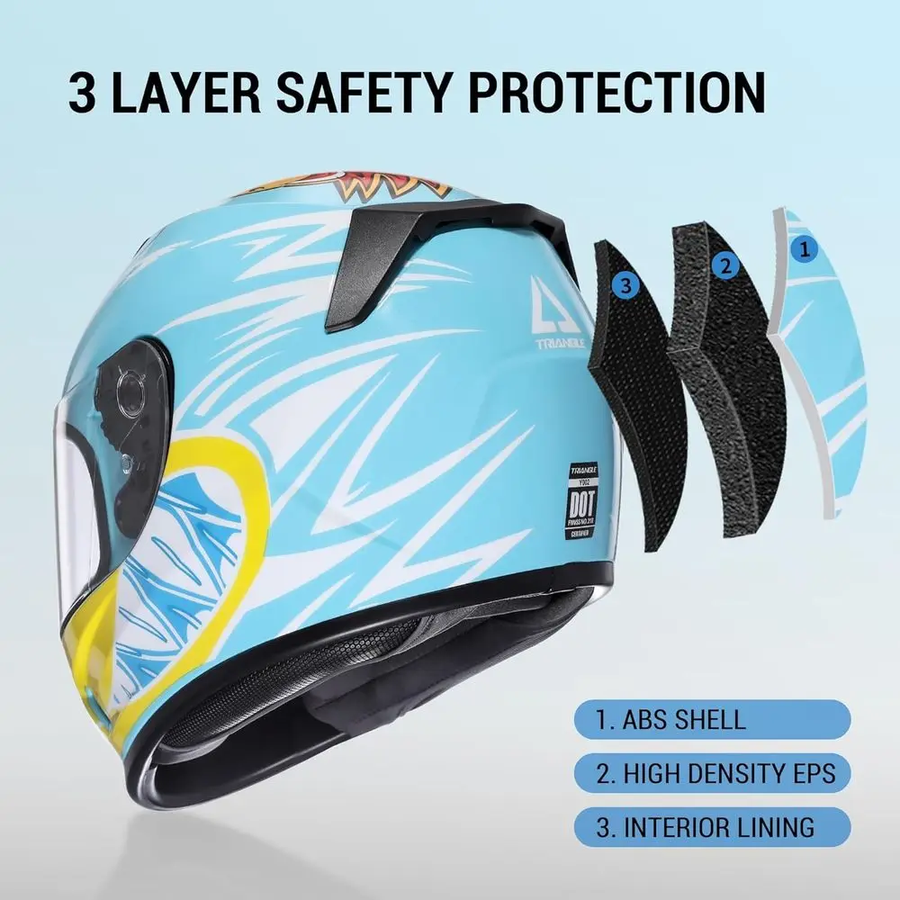 Lightweight Youth Full Face Motorcycle Helmet with Dual Visors, DOT Certified