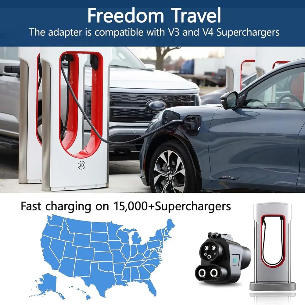 محول NACS إلى CCS، محول NACS إلى CCS للمركبة الكهربائية لشاحن Tesla Supercharger، Max 500Amps-1000V لـ Tesla V3/V4 DC Fast Cha