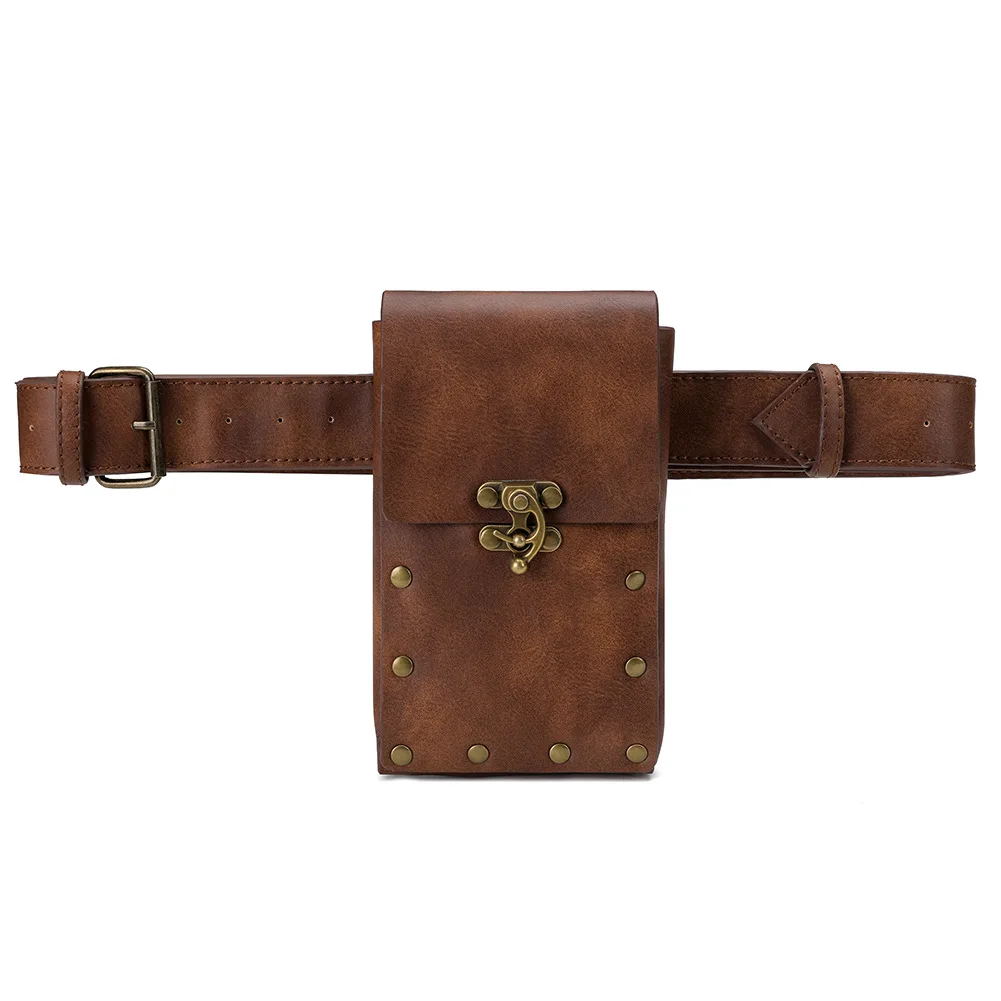 Steampunk Medieval Pouch Bag Viking Belt Leather Phone Wallet Steampunk Pirate Costume Travel Waist Fanny Packs Purse For Adult