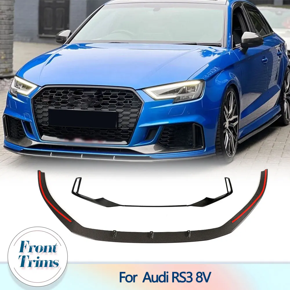 

Car Front Bumper Lip Spoiler Air Vent Trims for Audi RS3 8V Sedan 4-Door 2017-2019 Carbon Fiber Front Lip Chin Apron Body Kit