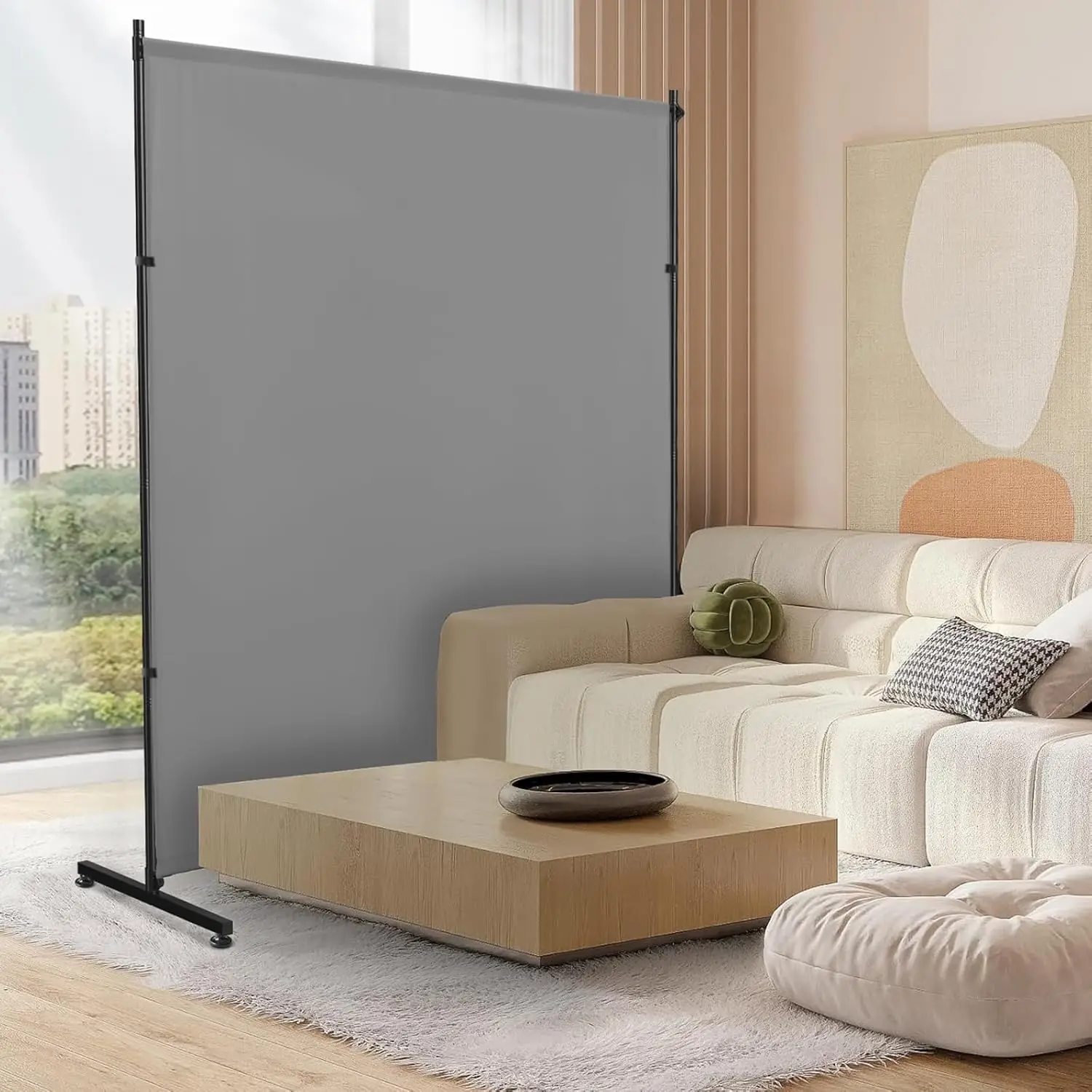 

Room Divider Screen 72"x72" with Height- justable Feet, Single Privacy Panel for Home, Office, or Classroom, Easy to Mo