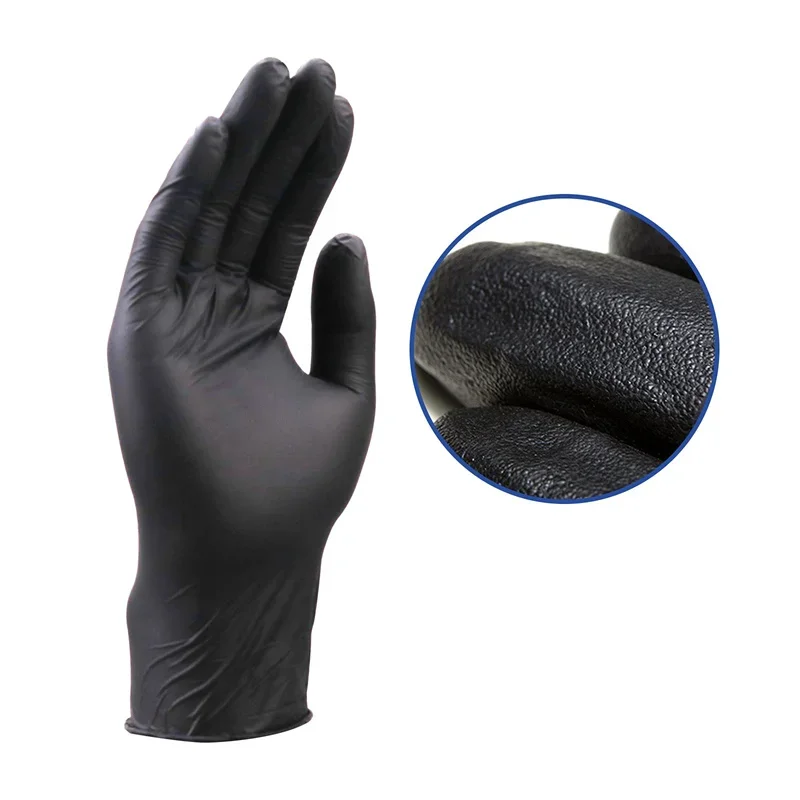 Guantes desechables de nitrilo para limpieza del hogar, herramientas de seguridad Unisex, sin látex, antiestáticos, para jardinería, color negro,