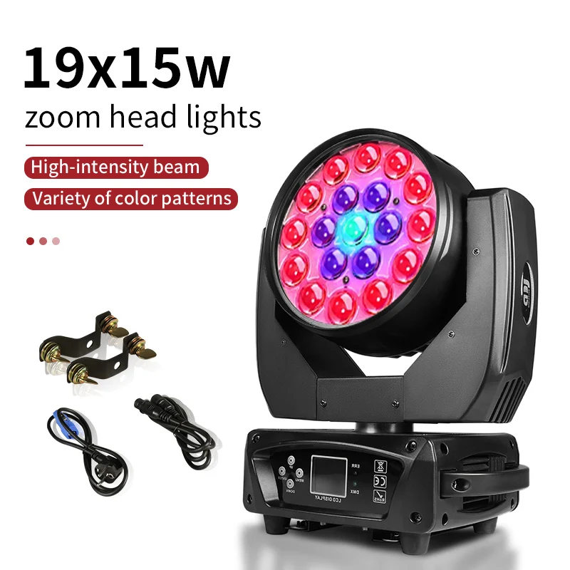 

RGBW 4 in1 19x15W LED Zoom Moving Head Light DMX512 Bar Concert Dance Floor Lighting Control Disco Party
