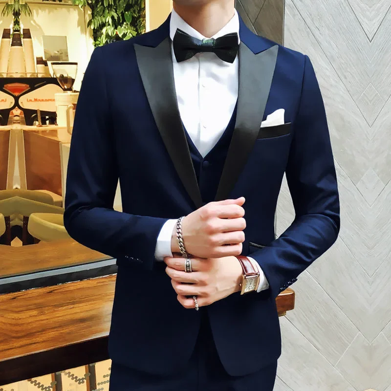 4 Groom wedding banquet host performance suit formal tuxedo dress