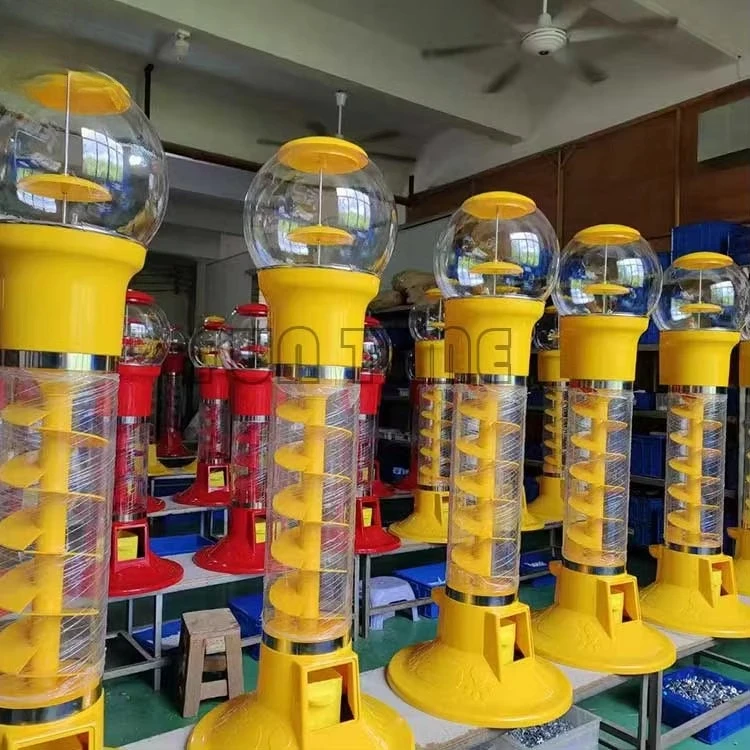 China Manufacturer Wholesale Vertical Spiral Gachapon Machine Candy Gumball Machine Bouncing Ball Capsule Toy Vending Machine
