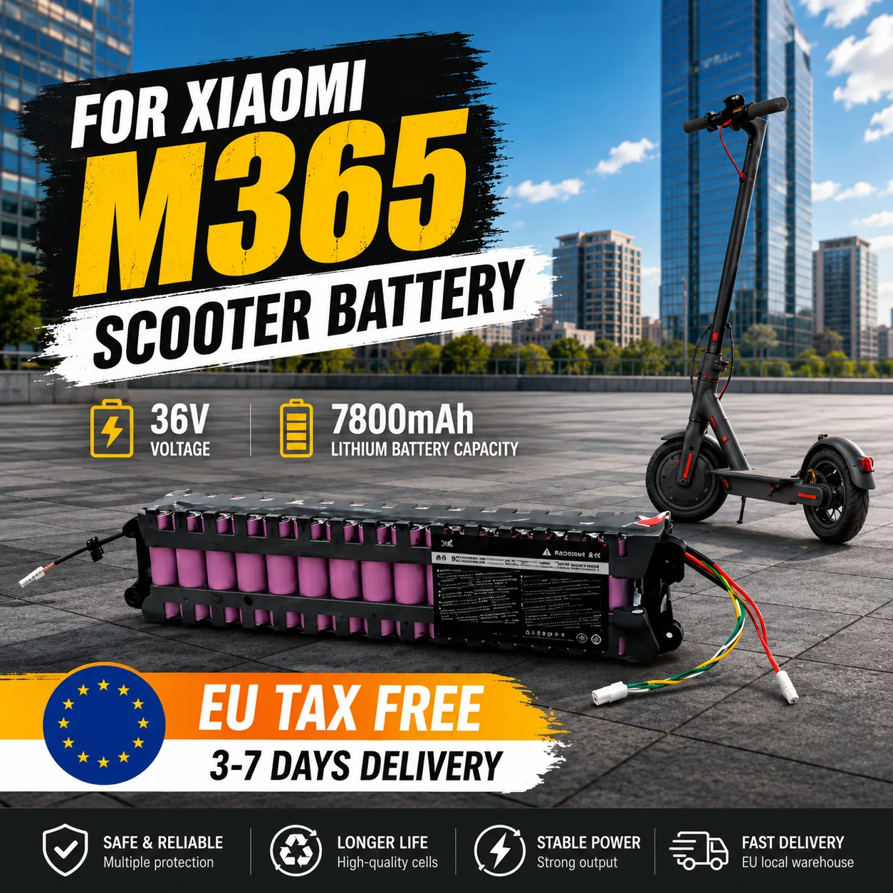 Batterie de scooter électrique 10S3P 36V 7800mAh pour Xiaomi M365 M356, pack de batterie de remplacement avec BMS et conception étanche, compatible avec certains modèles.