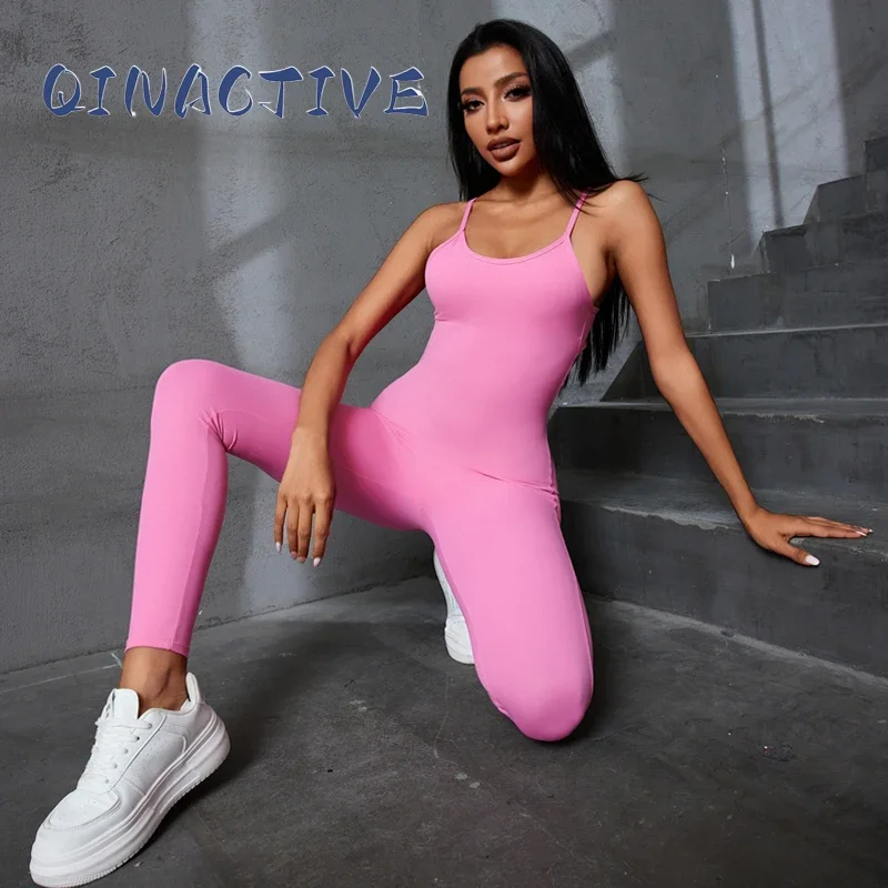 QINACTIVE Gym Jumpsuit Women 2023 Solid Color Sets Gym Clothing Fitness Suit Workout Clothes for Women Playsuit