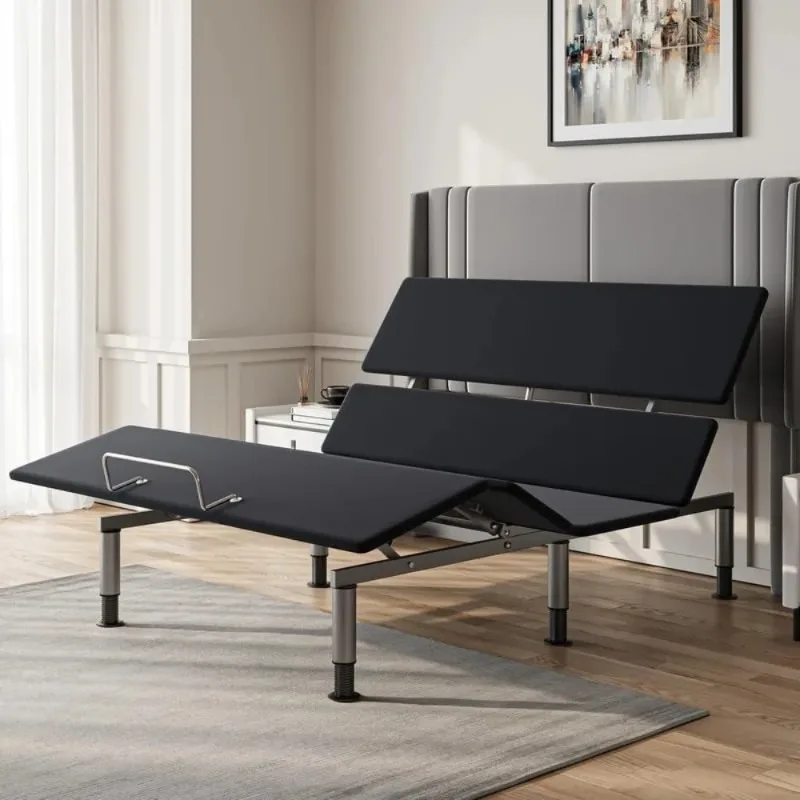 

Bed Frame with Wireless Remote Smart Bed Frame with Adjustable Legs LED Night Light Electric Bed Base