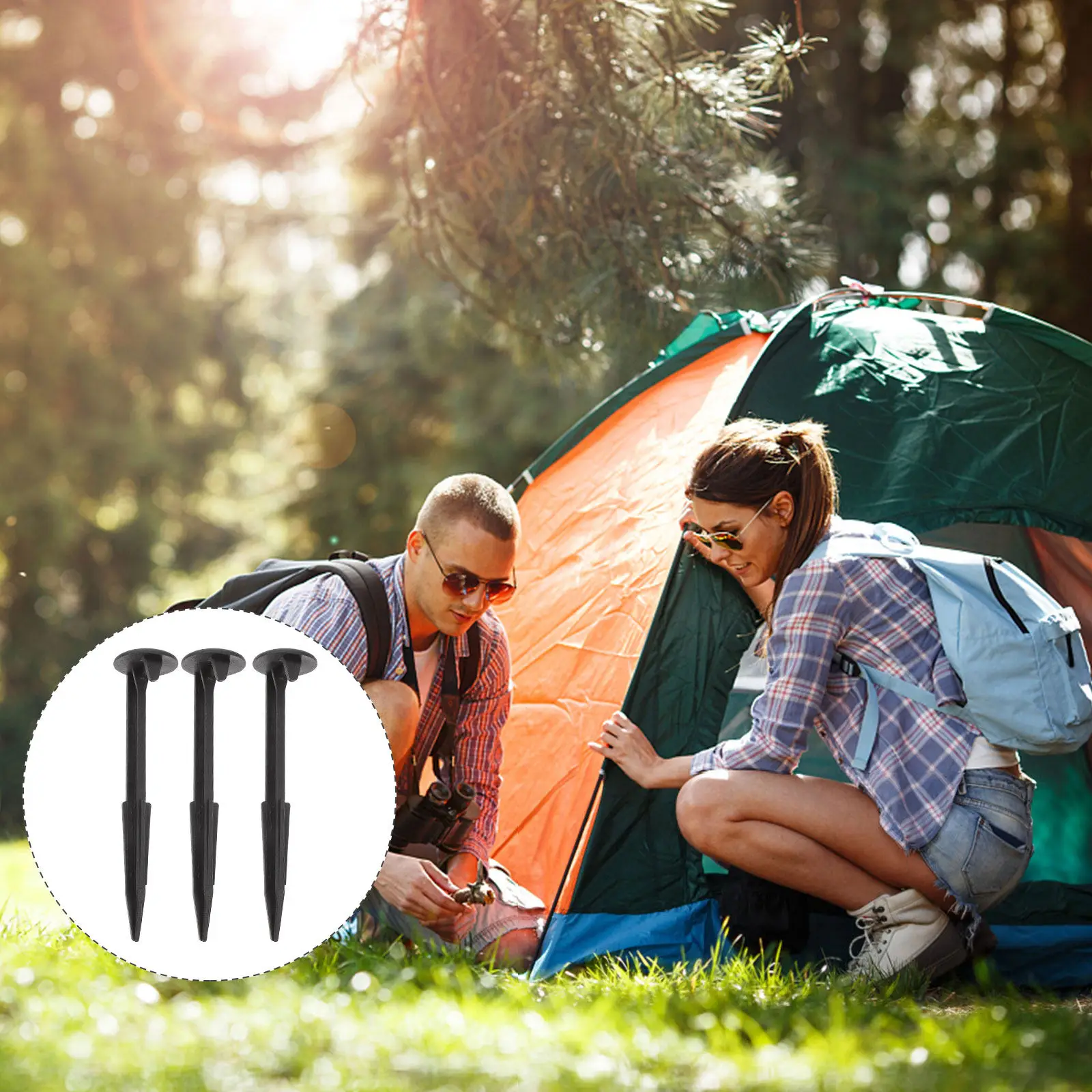 24 piezas de estacas de plástico para jardín, anclajes inflables para tiendas de campaña, decoraciones exteriores, estacas para el suelo, repuestos de estacas inflables