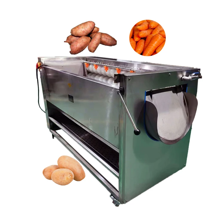 Industrial Automatic Stainless Steel Brush Roller Cassava Potato Peeling Washing Machine for Vegetable Fruit Processing Plants