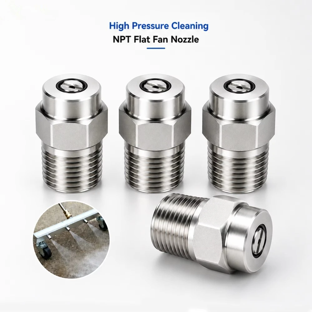Stainless Steel Fan High Pressure Spray Nozzle, 1/4  for Nozzle Cleaning Sanitation Trucks, Sweepers, Humidification & Cooling