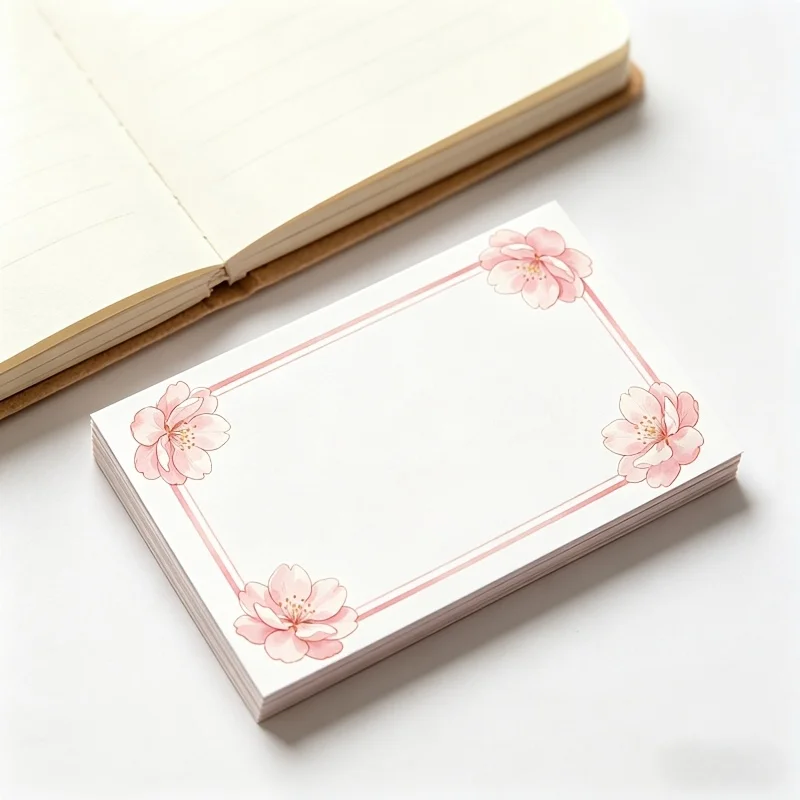 60pcs Pink Flower Pattern Thank You Cards, Japanese Flower Cards, Business, Birthday Gifts, and Back To School Supplies