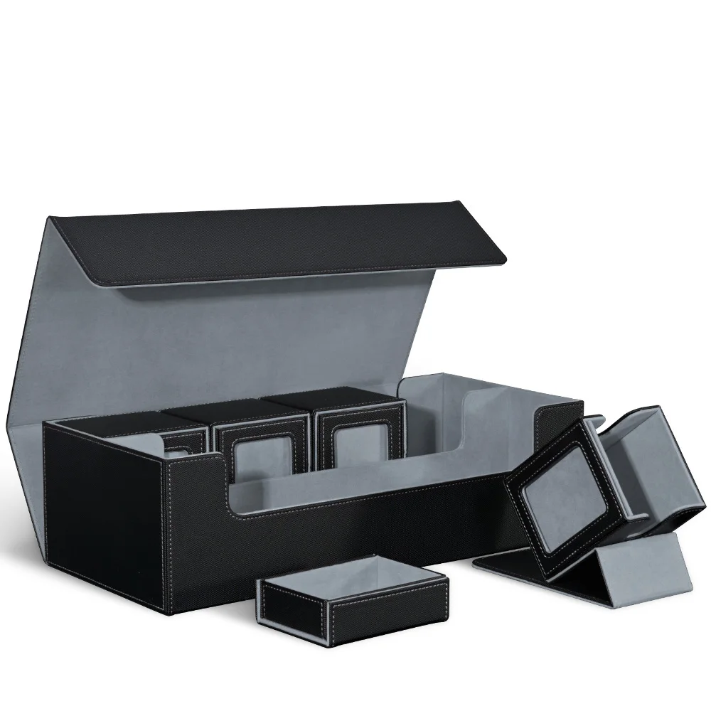 TCG Trading Card Storage Box with 4 Small Commander Deck Boxes, Large Card Deck Case with Dice Box for TCG & PTCG Cards view 3