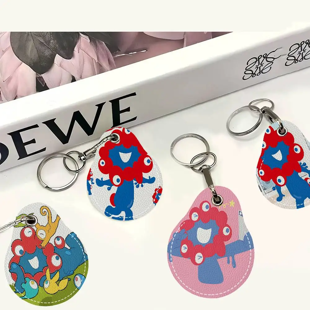 Cartoon M-Myaku-Myaku Shiny Keyring Leather Access Card Holder Keychain Community Water Drop Proximity Card Protective Case