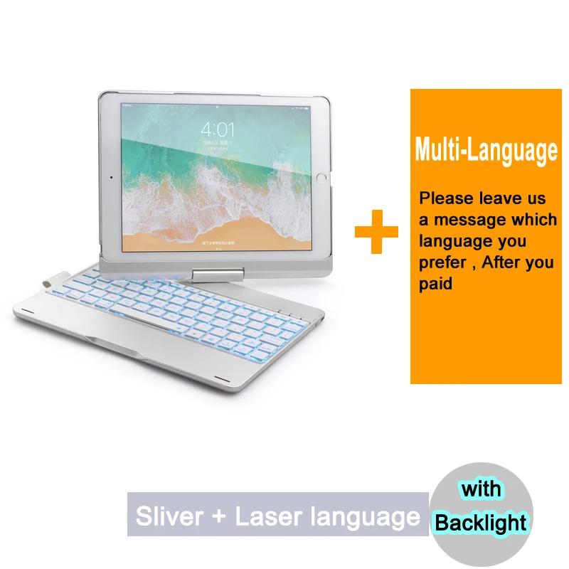 حافظة لوحة مفاتيح بلوتوث لجهاز iPad 5th 6th من الجيل Pro Air 1 2 2018 2017 9.7 حافظة كمبيوتر لوحي عربي عبري إسباني كوري